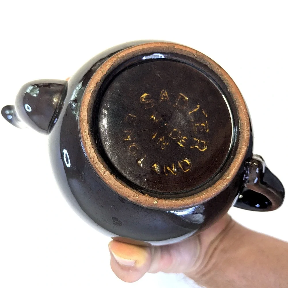 Sadler England Brown Betty Glazed Ceramic Teapot Vintage Staffordshire Pottery